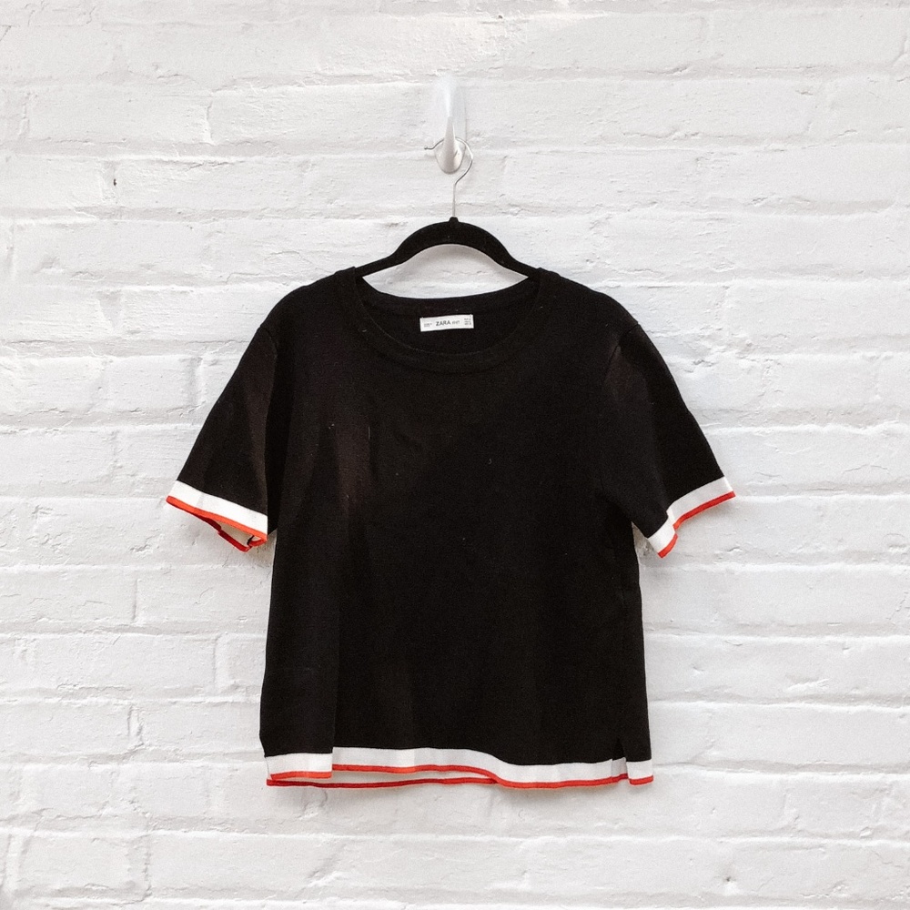 ZARA Knit Top with Contrast Trim / Large